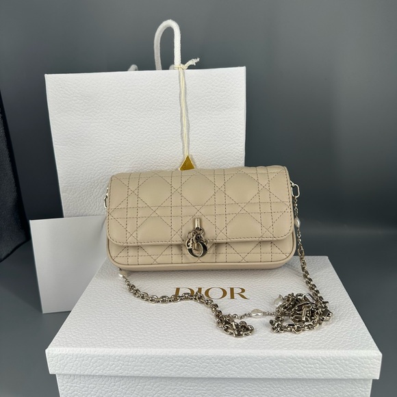 Dior Beige Quilted Chain Bag - Picture 1 of 14